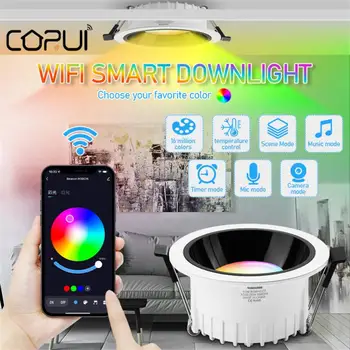 CORUI 15W 4 inch Smart Led Downlight Tuya -združljiv Očesa Barve RGB WW CW 110V 220V Glas Smart APP Nadzor Pametni Dom
