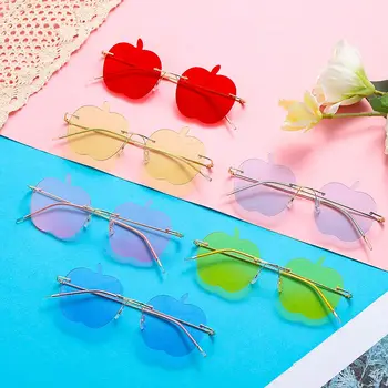 Stranka, ki Podpira Trendy Pregleden Poroko Kostum apple Oblikovan sončna Očala Rimless Sončna Očala UV400 Zaščito