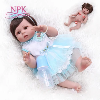 NPK 48 CM novorojenčka bebe lutka prerojeni baby dekle v tan koža celega telesa silikonski mehko realistična lutka Kopel igrača nepremočljiva Anatomsko