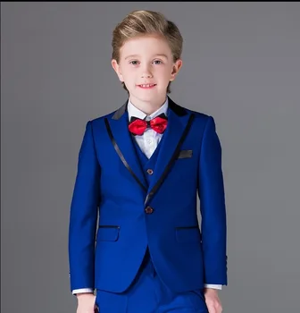 Po Meri En Gumb Fant Tuxedos Modra 2020 Vrha River Otrok Bo Ustrezala Royal Modra/Rdeča/Črna Otrok Maturantski Obleko (Suknjič+Telovnik+Hlače)