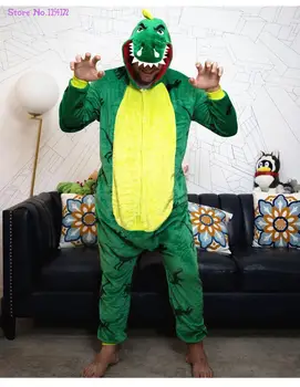 Unisex Dinozaver Kigurumis Onesies Pajama Kombinezon Domov Nositi Živali Onesie Pijamas Odraslih Pozimi Toplo Jumpsuit Sleepwear