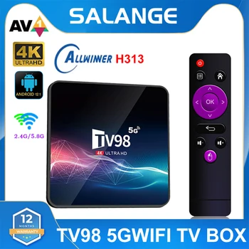 TV98 5GWIFI Smart TV Box Android 12.1 Allwinner H313 Core Quad 2.4 G 5G Dvojno WIFI H. 265 UHD AV1 4K Smart Media Player Set top box