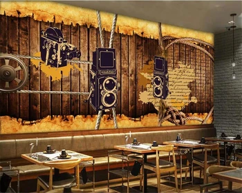 beibehang po Meri Ozadja, 3d Photo Freske Evropi in Ameriki Retro Nostalgija Lesene Vrv Bar kavarna v Ozadju Stene papirja