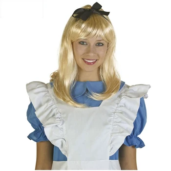 Alice v Čudežni deželi Alice Rumeno Zlato Cosplay Lasuljo Naravnost Dolgo Sintetičnih Las Kostum Stranka Halloween Party Lasulje + Lasuljo Skp