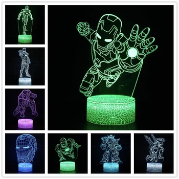 Marvel Avengers 3D Lučka Super Junak Iron Man Slika Akril LED Nočna Lučka Iluzijo namizne Svetilke Brdroom Dekor Otroci Rojstni dan Darila