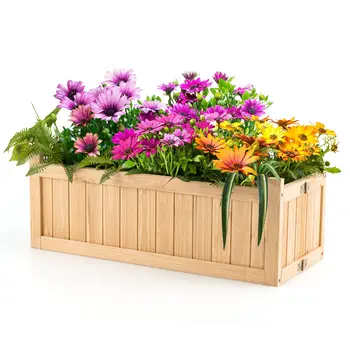 Patiojoy na Prostem, Leseno Planter Box Zložljiv Postavljeno Vrtna Rastlina Posoda w/Odtočno Luknjo
