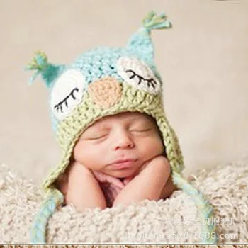 Sova Pletene Klobuk Otroci Otrok Crochet Baby Fantje Skp Zimska kapa Kapa Dekleta Bonnet novorojenčka Kape Fotografija Rekviziti