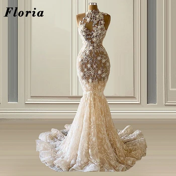 Vestido De Noiva morska deklica Poročne Obleke 3D Cvet Couture Dubaj Beaded Poročne Halje Nov Prihod Poročno Obleko 2021 Abendkleider