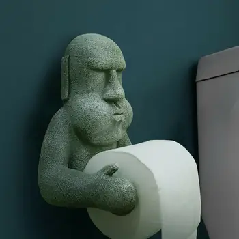 Trajno Stenske Skladiščenje Imetnik za Kopalnico Roll Tkiva Velikonočni Otok Moai Design Toaletni Papir Rack materiala za Kopalnico