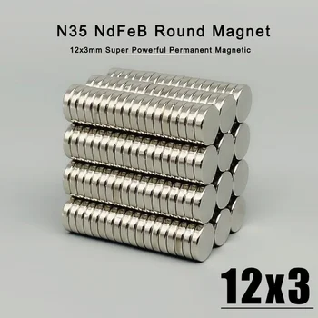 10/20/30/50/100 Kos 12x3 Neodymium Magnetom 12 mm x 3 mm N35 NdFeB Krog Super Močan Močan Trajni Magnetni imanes Disk 12*3 mm