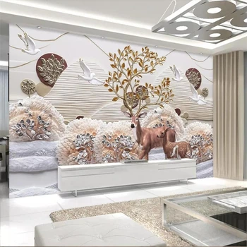 beibehang ozadje po Meri 3d photo zidana Nordijska krajine gozdu elk reliefno ozadje stene papirjev doma dekor de papel parede