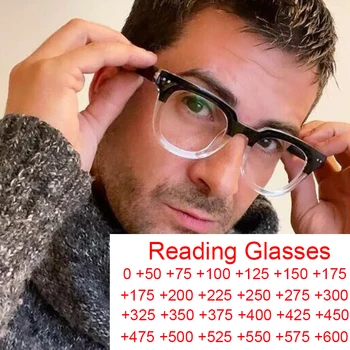 TR90 Pol Black Jasno Kvadratnih Obravnavi Očala Moških Anti-modra Svetloba Moda Presbyopia Očala Daleč Pogled Povečava Očala