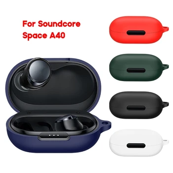 Mehke Silikonske Prevleke za Soundcore Prostor A40 Slušalke Zaščitna Kožo Imetnik Visoko-Elastične Pokrov z Carabiner