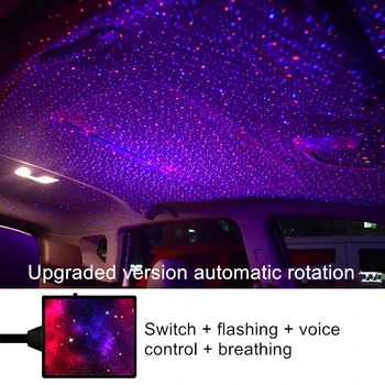 Auto Streho in Strop Dekoracijo Pisane LED Star Nočne Luči Projektor Vzdušje Lučka Avto zgornja meja Star Luči