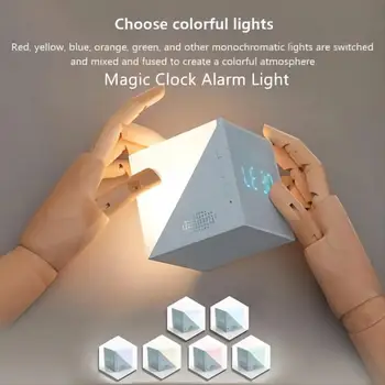 Ustvarjalni Čas rubikova Kocka LED Pisane Noč Svetlobe USB Polnilne Postelji Smart Budilka Night Light