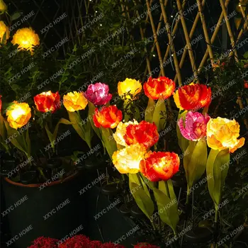 Sončne vrtne luči na Prostem cvet Svetilke Tulipanov cvetje Večje plošči nepremočljiva uporablja za vrt, travnik kanal dekoracijo