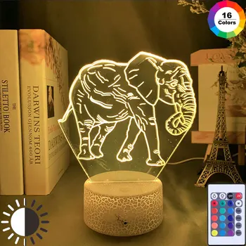 Akril Slon LED RGB Noč Svetlobe 7 Sprememba Barve Desk Svetlobe Akcijska Figura, PVC Otroci Igrače Brinquedos Božično Darilo za rojstni dan