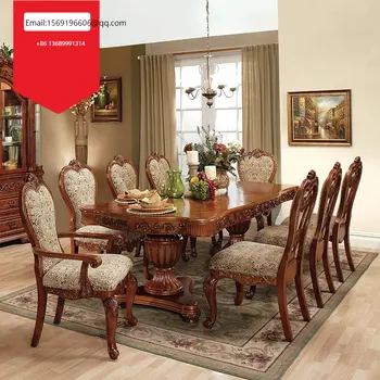 Po meri Ameriški jedilno mizo in stol kombinacija Evropske dnevna soba vklesan restavracija tabela villa pohištvo