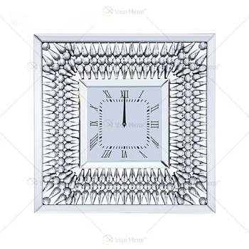 Luksuzni Crystal Stenska Ura Velik obseg Watch Srebrno Zrcalo 3d Nordijska Tiho Stenske Ure Moderna Dnevna Soba Hiša Dekoracijo Darilo