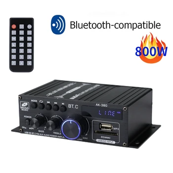 AK380 800W Bluetooth Oja HiFi FM Avdio Ojacevalnikom Digitalni Subwoofer Zvočnik Ojačevalnik Karaoke Home Theater Sound System