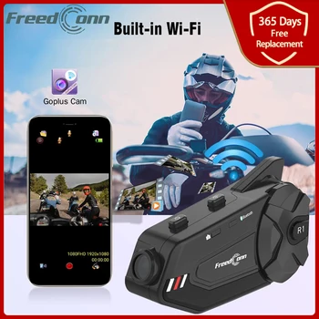 Freedconn R1 Plus Motoristična Čelada Slušalke Interkom Wifi Diktafon Bluetooth 5.0 Skupine HD 1080P Video FM 6 Kolesarji Interfonski DVR