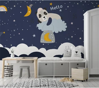 wellyu po Meri velikih ozadje 3d Nordijska minimalističen risanka medved zvezdnato noč pogled otroška soba, slike za ozadje