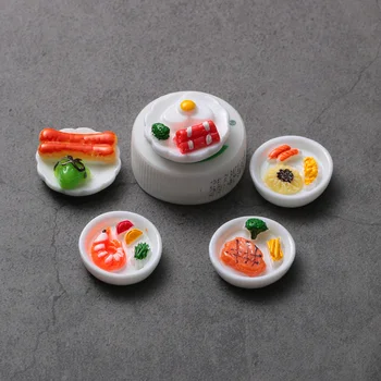 5Pcs Japonske Kuhinje Miniaturni Postavke Smolo Model Plišastih Lutka Pribor Lutke Dekoracijo Ročno DIY Igrače