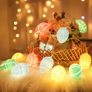 Velikonočni Niz Svetlobe Sončne Energije Crack Design Svetle Barve Happy Easter Egg LED Pisano Žogo Svetlobe Niz Doma Dobave