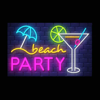 Beach Party Dežnik Limonin Čaj Pokal Neon Znak Svetlobe Po Meri Ročno Pravi Stekleni Cevi Oglaševanje Stenski Dekor Zaslon Lučka 24