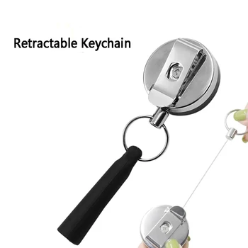 1Pcs Kampiranje Težka Zložljive Pero Skp Potegnite Keychain Imetnik Kolutu Tesar, Svinčniki Proti Izgubili Vrv Key Ring Verige Pasom