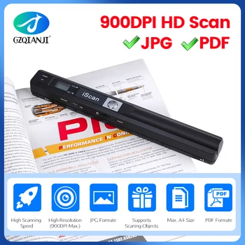 GZISCAN01 Mini Prenosni Digitalni Skener 900DPI Handyscan Barve Brezžični A4 Zapovedano Optičnega Peresom, A4 Dokument, JPG, PDF Pregledovalnik