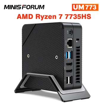 MINISFORUM UM773 Lite AMD Ryzen 7 7735HS Mini PC Windows 11 Pro DDR5 32GB 512GB SSD PCIe 4 USB4 Urad MINI PC Računalnik Gamer