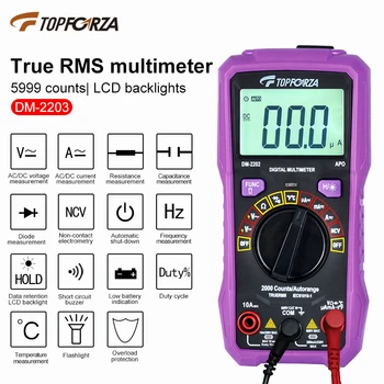 Digitalni Multimeter 5999 True RMS Auto Obseg 10A Voltmeter Ampermeter Smart Napetost Detektor Kondenzator Temperatura NKV Ohm Hz Teste