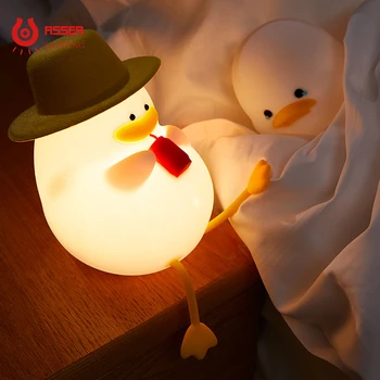 RSSER Raca Noč svetlobe LED Risanka Silikonski lučka za Spanje luči Touch Senzor Čas za ponovno Polnjenje za spalnico otroci otrok darilo