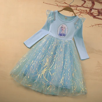 Jeseni Teen Dekleta Obleke Zamrznjene Elsa Princesa Obleko S Snegom Plašč Precej Stranka Otročiči Kostum Rojstni Dan Vestidos