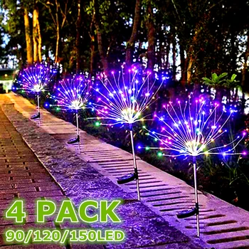 2/4/6 Pack LED Sončne Energije Luči Ognjemet Vrt Dekoracijo Pravljice Luči Nepremočljiva Prostem Regrat Travnik Lučka za Teras Pot