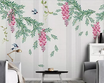 Sodobno minimalistično cvet in ptic listov dnevna soba, spalnica slika za ozadje začetnega dekoracijo zidana 3d ozadje