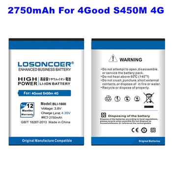 LOSONCOER 2750mAh BLI-1600 Baterija za 4Good S450m 4G TLI-1600 Visoka Zmogljivost Baterije Telefona