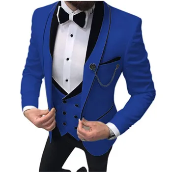 Custom Made 3 Kos Set Obleko Hlače Telovnik / 2023 Modi Nove Moške Priložnostne Boutique Poslovnih Ženina Poročna Obleka Blazerji Jakno Plašč