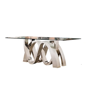 Kaljeno steklo vrh kovinski jedilno mizo osnove sodobnih za jedilnico design