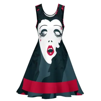 2023 Novo Poletno žensko Obleko brez Rokavov 3D Strani Obraz Ženski Vzorec Tiskanja Edinstveno Y2K Slog Plaža Večerna Obleka za Obleko
