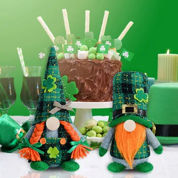 Zelena Kariran Irskega Festivala Zelena Palčki Plišastih Dekor Brezosebna Gnome Plišastih Lutka Irskega Festivala Figur Palčki Doma Namizni Okrasek