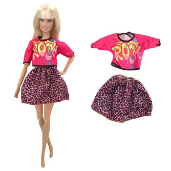 NK 1 Nastavite Lutka Obleko Rdeča Majica + Mini Krilo Stranka Obleko Plemenito Ročno izdelan Modni Obleko Za Barbie Lutka Dodatki Darilo Otroške Igrače