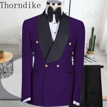 Thorndike 2023 Modni Stil Poroka Po Meri Blazer Moški Dvojno Zapenjanje Dva Kosa Obleko, Plašč Nastavite Slim Nove Poslovne Športna Jakna