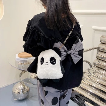 Lepe Risanke Panda Messenger Bag Nove Ustvarjalne Modna Torba Ženske Stilsko Literarni Plišastih Verige Messenger Bag