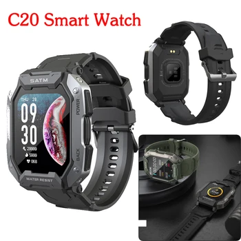 C20 Vojaške Pametno Gledati 1.83 Palčni Bluetooth Klic IP68 5ATM Nepremočljiva Zunanji Športi Srčni utrip Kisika v Krvi, Monitor Smartwatch