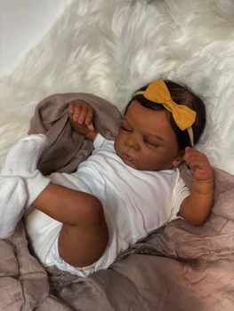 19 palca African American Doll Romy Črno Kožo Rodi Otroka, ki je Končal Novorojenčka Z Korenine Las, Ročno izdelanih Igrač Darilo Za Dekleta
