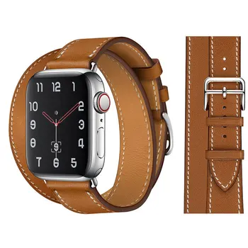 Usnjeni Trak Za Apple Watch Band Serije 8 7 6 5 SE Smartwatch z dvokrožnim Usnja, Zamenjava 49 mm 45 mm 42mm 40 mm Verige