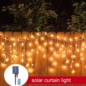 Daljinski upravljalnik Solar Powered LED Zavese Luči, Božični Okraski, LED Niz Lahka Nepremočljiva Ograjo, Balkon Pravljice Luči