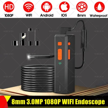 8 mm 3.0 MP 1080P WIFI Endoskop Fotoaparat Kača Videoscope Avto Plinovod Opreme, Industrijske Pregled Borescope Za iphone Android